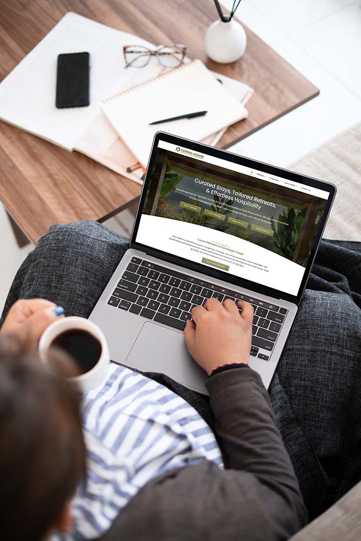 Drinking coffee and viewing website design by Pacific